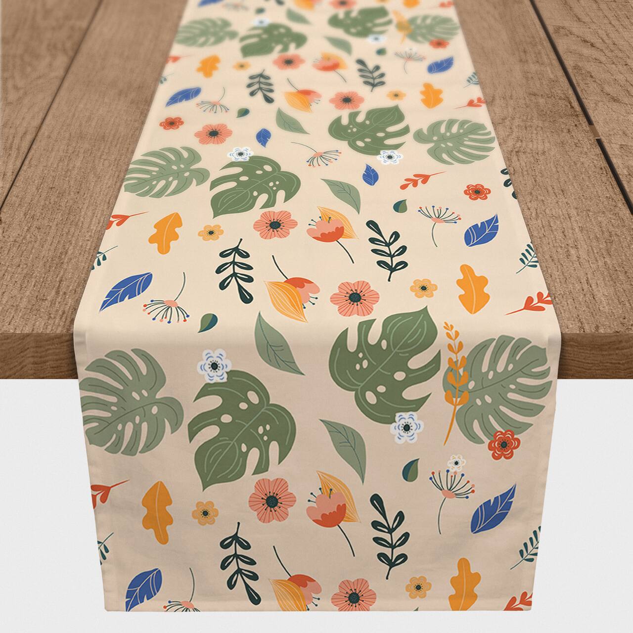 Floral Summer Palms 16" x 72" Cotton Twill Runner